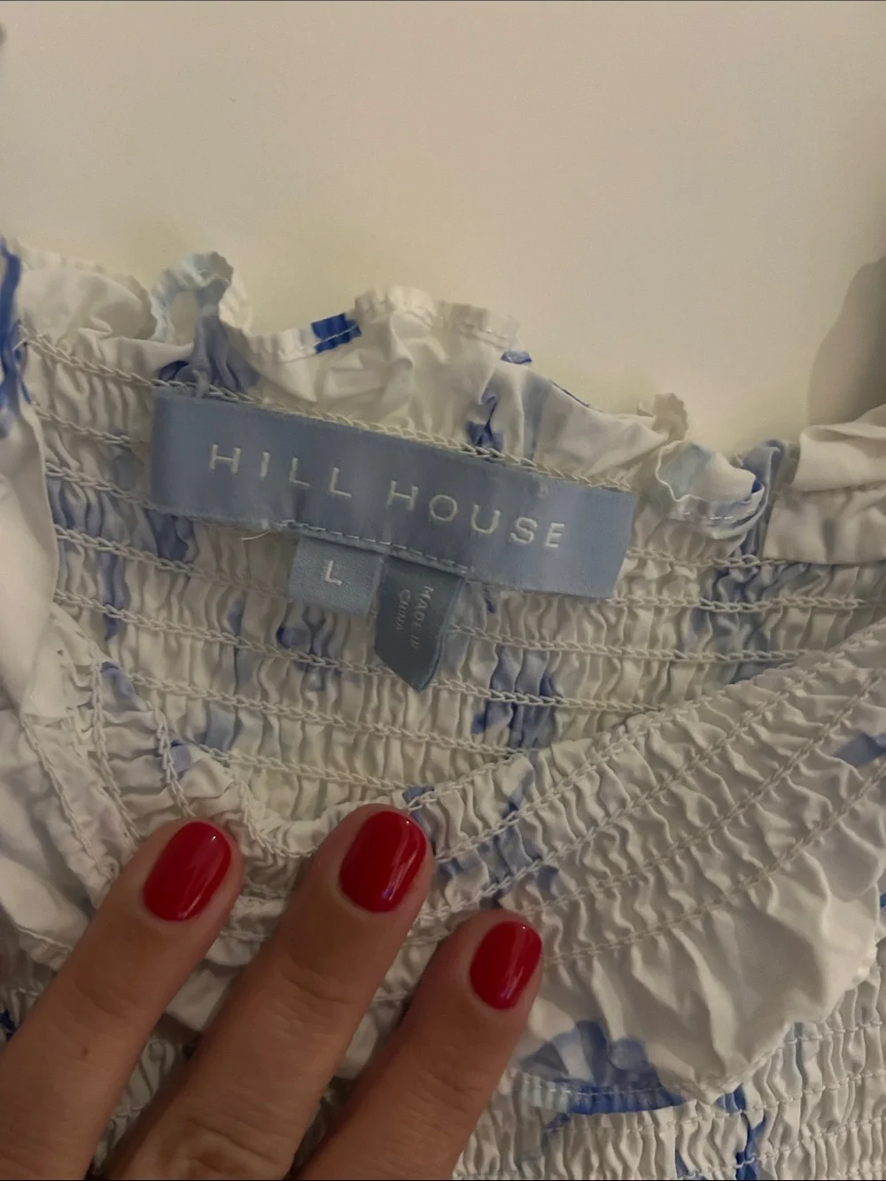 Hill House Ellie Nap Dress, White with Blue Floral Print - Picture 2 of 4